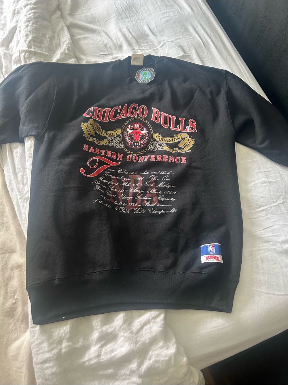 Vintage 1991 Chicago Bulls Black Graphic Crewneck Sweatshirt